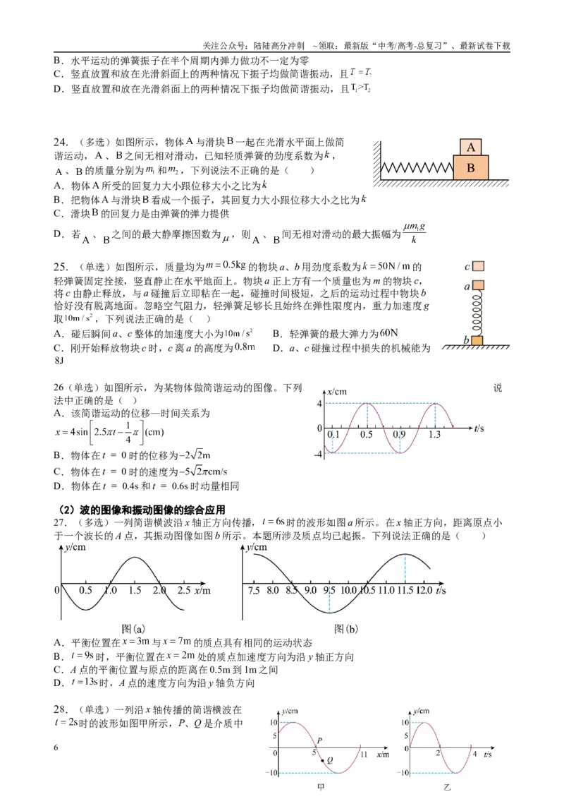 《2025高考物理一轮复习能力提升专题复习（23）机械振动.机械波（学生版）_04-物理-高考总复习_一轮复习_2025年_2025届高考物理一轮复习能力提升专题练_资料》第6页预览