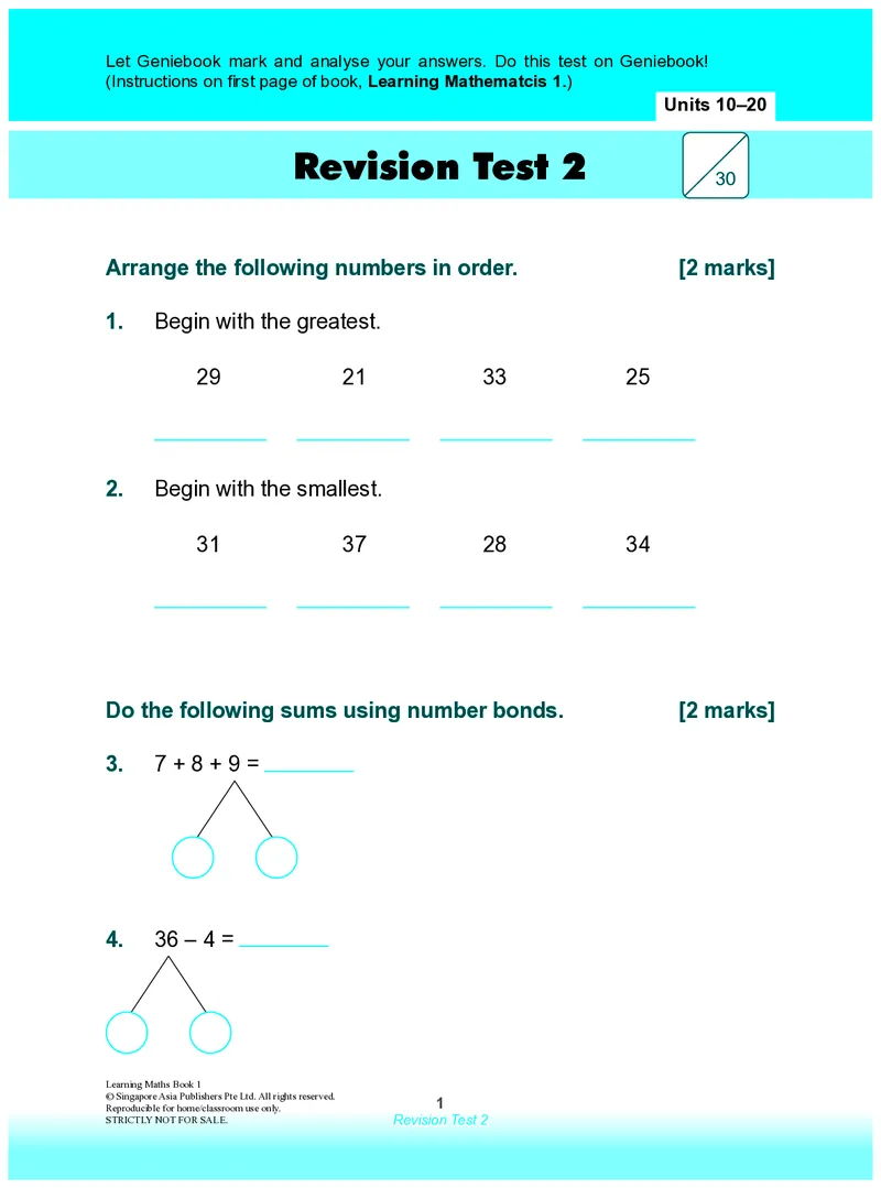 《RevisionTest2_6_小初高学习资料合集（每天更新）_国外原版英文教辅汇总_新加坡SAP系列_新加坡SAPLearningMathematics数学教材_新加坡SAPLearningMathematics练习册Level1-3_LearningmathematicsLevel1》第1页预览