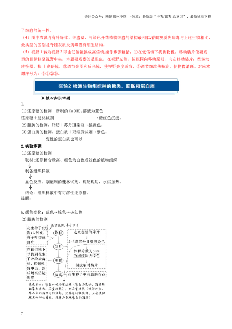 《专题01细胞的物质基础及结构相关实验（解析版）_06-生物-高考总复习_专项复习_2024年_2024年高考生物教材实验梳理与突破实验攻略全国用_资料》第7页预览