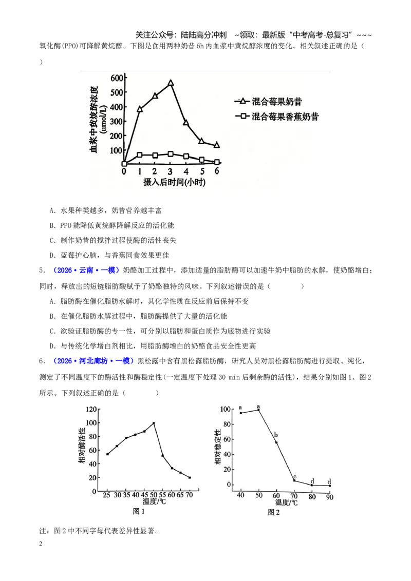 《专题02细胞代谢（学生版）_06-生物-高考总复习_专项复习_2026年-生物高考专项复习_2026年高考生物一模试题分类汇编（新高考通用）-G178_2026版》第2页预览