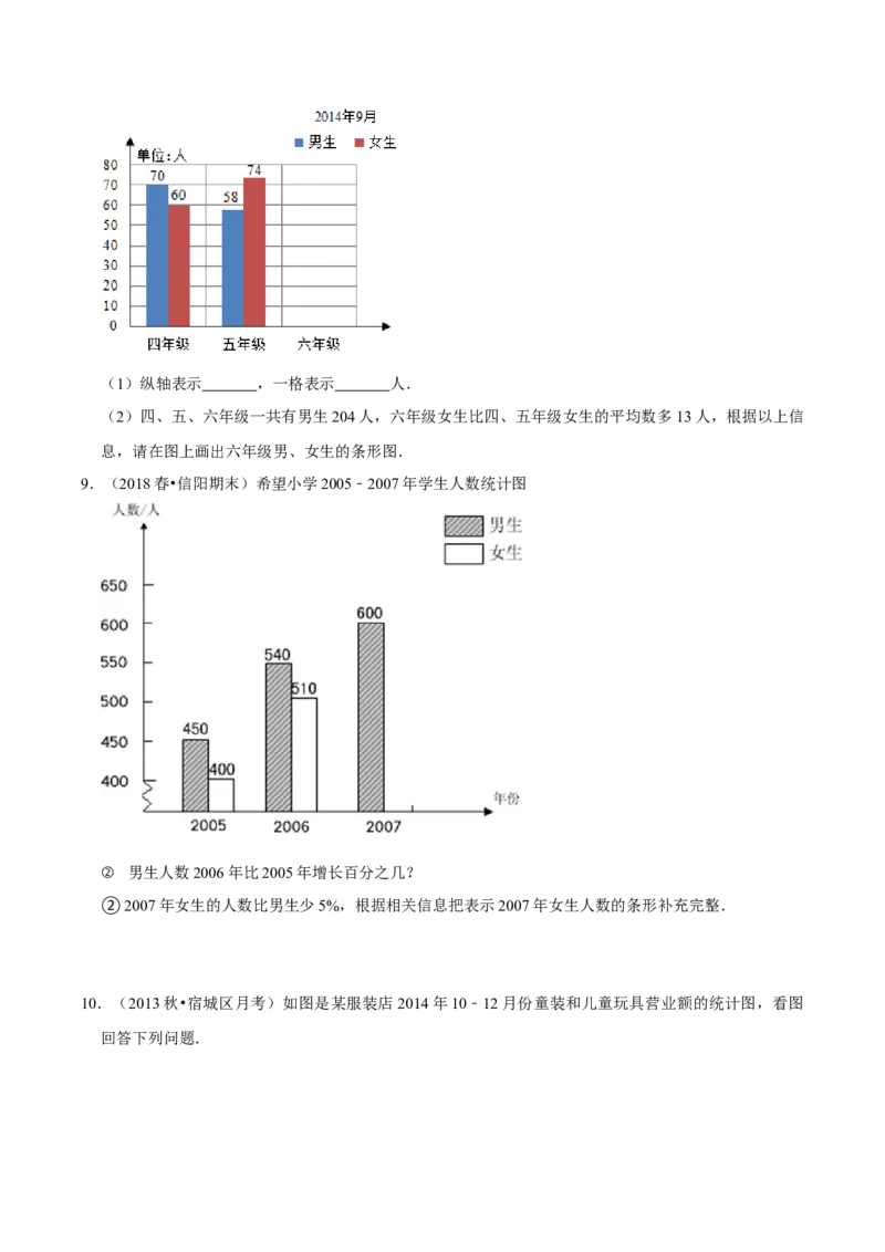 《精品第八单元《数据的表示和分析》章节复习—五年级数学下册考点分类强化训练（原卷）北师大版_小学1-6年级全科全套_1-6年级全科下册_五年级_五年级下数学》第10页预览