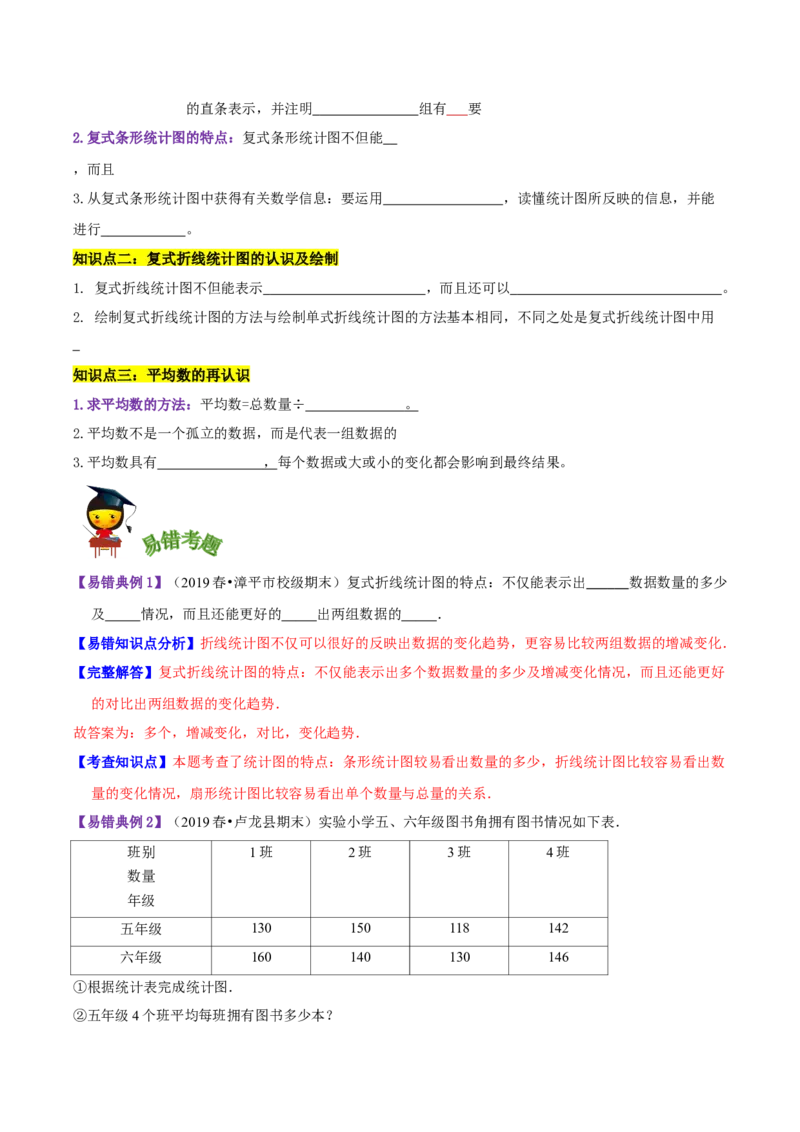 《精品第八单元《数据的表示和分析》章节复习—五年级数学下册考点分类强化训练（原卷）北师大版_小学1-6年级全科全套_1-6年级全科下册_五年级_五年级下数学》第2页预览