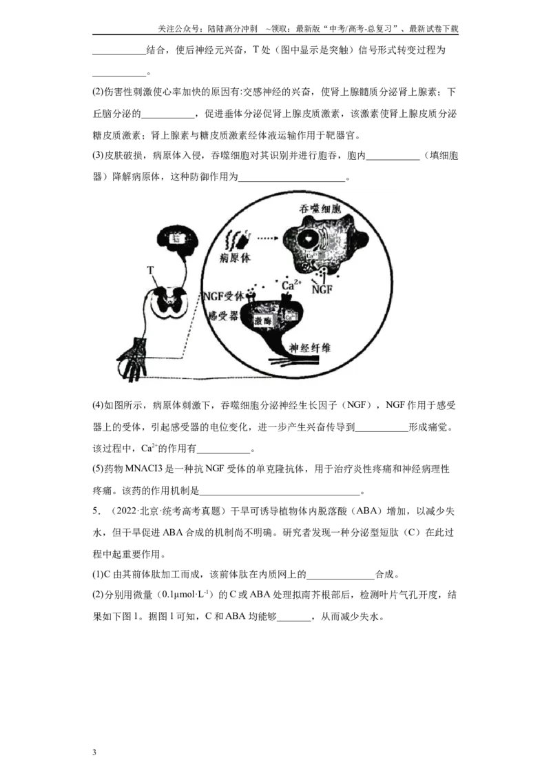 《03稳态调节综合题（20）(原卷版)_06-生物-高考总复习_专项复习_2024年_2024年高考生物学总复习高频考点必刷900题高考题_资料》第3页预览