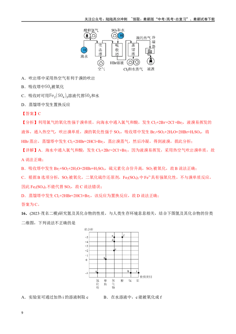 《必练11元素及其化合物性质、二维价态图-（广东专用）(解析版)_05-化学-高考总复习_专项复习_2024年_2024年高考化学总复习高频考点必刷1000题名校真题_资料》第9页预览