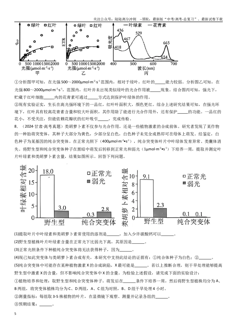 《专练11细胞代谢（20题）（学生版）_06-生物-高考总复习_专项复习_2024年_2024年新高考生物总复习高频考点必刷800题_2025版》第5页预览