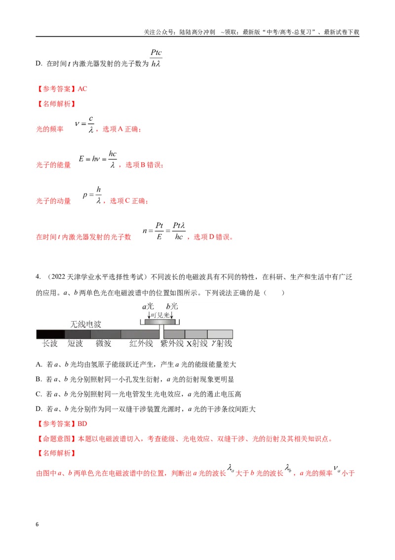 《17.1光电效应与波粒二象性（解析版）高考一轮复习100考点100讲_04-物理-高考总复习_一轮复习_2024年_2024年高考物理一轮复习100考点100讲_资料》第6页预览