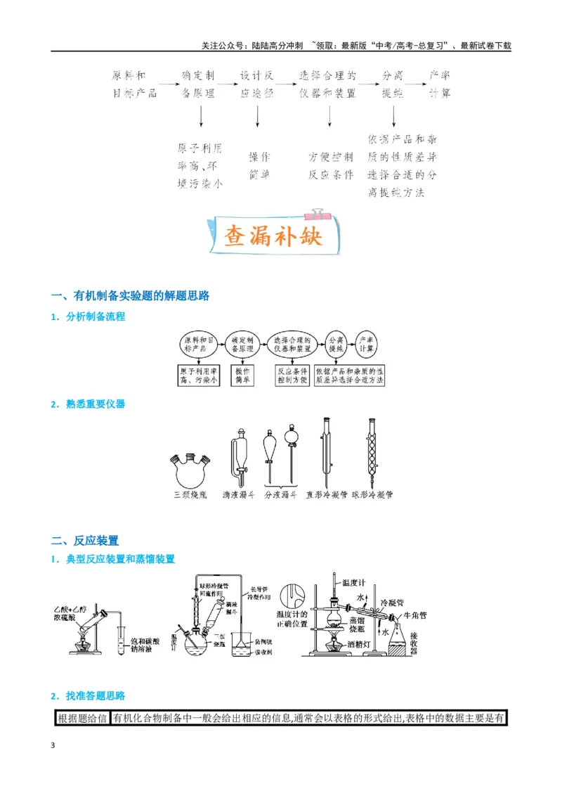 《升级版微专题46常见有机物的制备实验-（原卷版）(全国版)_05-化学-高考总复习_一轮复习_2024年_2024年高考化学一轮复习考点微专题_资料》第3页预览