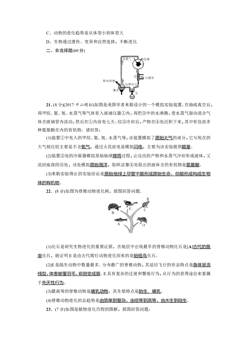 《第七单元第三章生命起源和生物进化_初中全科目同步习题+精品试卷（7-9年级）(1)_25秋初中生物《同步习题+精品试卷》_初中生物试卷（北师大）_《单元试卷》_单元试卷8B_单元检测》第4页预览