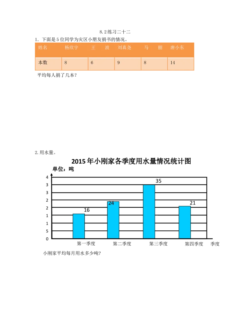 《8.2练习二十二_小学1-6年级全科全套_1-6年级全科下册_四年级_四年级下数学_数学四下人教版_人教版四下（一课一练）》第1页预览