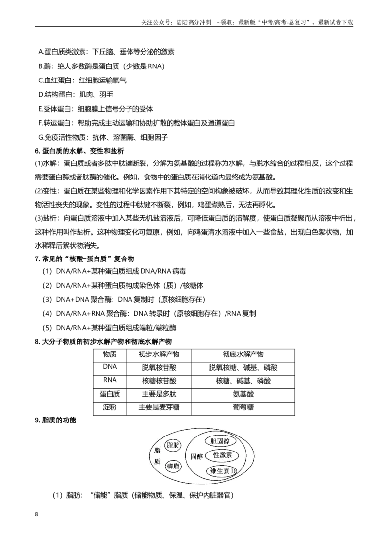 《专题01细胞概述及其分子组成（教师版）_06-生物-高考总复习_专项复习_2025年_2025年高考生物真题题源解密（新高考通用）》第8页预览