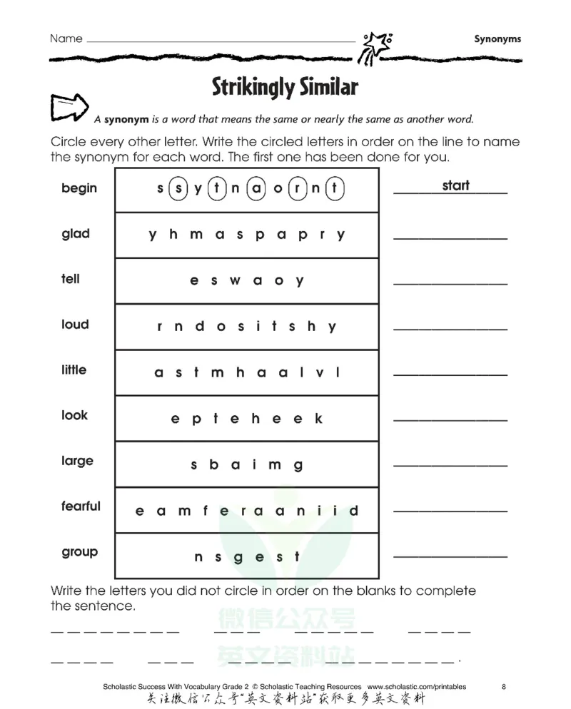 《scholasticsuccesswithvocabularygrade2_小初高学习资料合集（每天更新）_国外原版英文教辅汇总_ScholasticSuccesswithvocabulary练习册》第10页预览