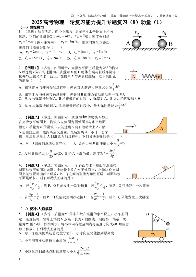 《2025高考物理一轮复习能力提升专题复习（8）动量（1）（学生版）_04-物理-高考总复习_一轮复习_2025年_2025届高考物理一轮复习能力提升专题练_资料》第1页预览