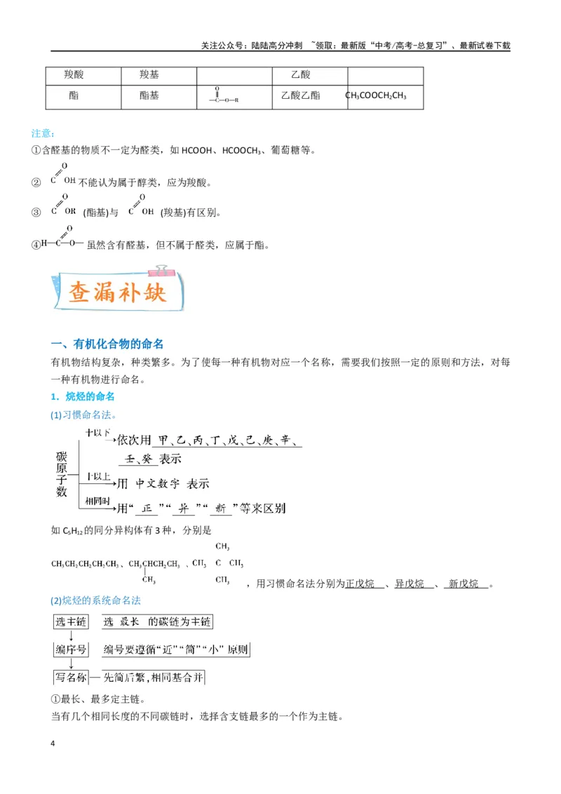 《升级版微专题47有机物的命名及官能团的结构、名称-（解析版）(全国版)_05-化学-高考总复习_一轮复习_2024年_2024年高考化学一轮复习考点微专题_资料》第4页预览