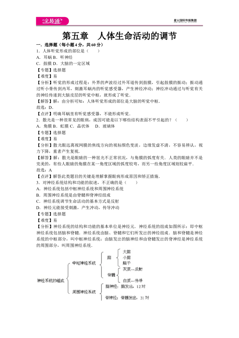 《第五章章末试题1_初中全科目同步习题+精品试卷（7-9年级）(1)_25秋初中生物《同步习题+精品试卷》_初中生物试卷（济南版）_同步试题资源包（7B）_生物七下济南版章末试题》第1页预览
