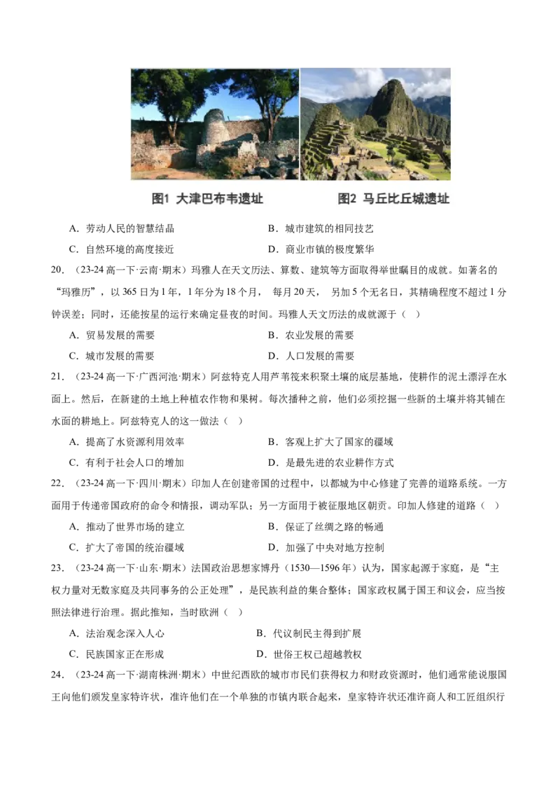《（考点专练30题）第二单元中古时期的世界（学生版）_新版高中_高中历史新版_高中历史纲要下（统编版）_单元复习专项-P43_2025版》第5页预览
