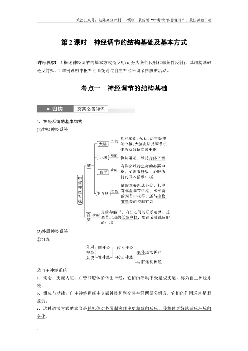 《2024年高考生物一轮复习（新人教版）第8单元　第2课时　神经调节的结构基础及基本方式_06-生物-高考总复习_一轮复习_2024年_2024高考生物大一轮复习课件讲义新人教版知识总结_教师版》第1页预览