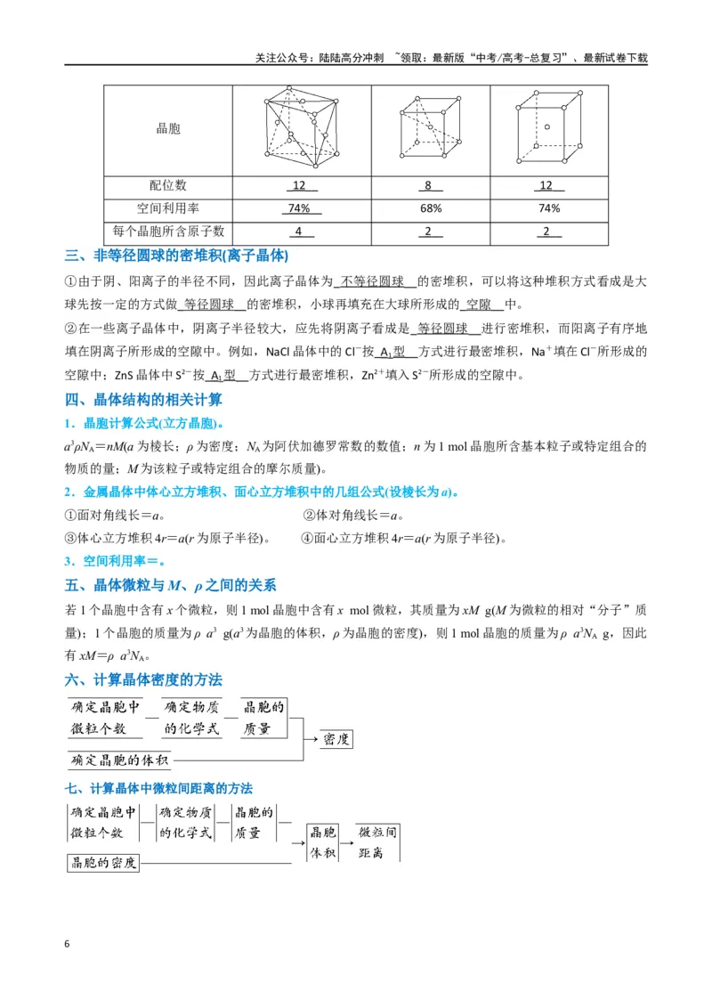 《升级版微专题52有关晶体的计算-（原卷版）(全国版)_05-化学-高考总复习_一轮复习_2024年_2024年高考化学一轮复习考点微专题_资料》第6页预览