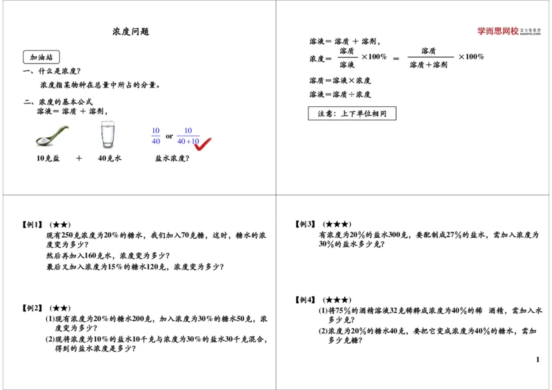 《第9讲浓度问题_小学1-6年级全科全套_2024更新专题_小学奥数专题资料_7、精品课程合集_学而思小学1-6年级奥数竞赛班视频课程285讲_六年级奥数（竞赛班）26讲_第9讲浓度问题》第1页预览