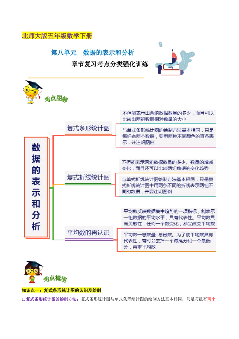 《精品第八单元《数据的表示和分析》章节复习—五年级数学下册考点分类强化训练（解析）北师大版_小学1-6年级全科全套_1-6年级全科下册_五年级_五年级下数学》第1页预览