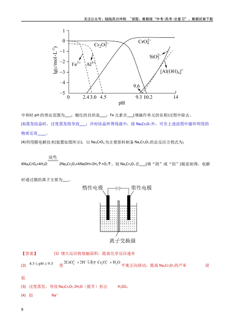 《升级版微专题27化学工艺流程题-----物质的分离与提纯（解析版）(全国版)_05-化学-高考总复习_一轮复习_2024年_2024高考化学一轮复习考点微专题考情分析经典真题_资料》第9页预览