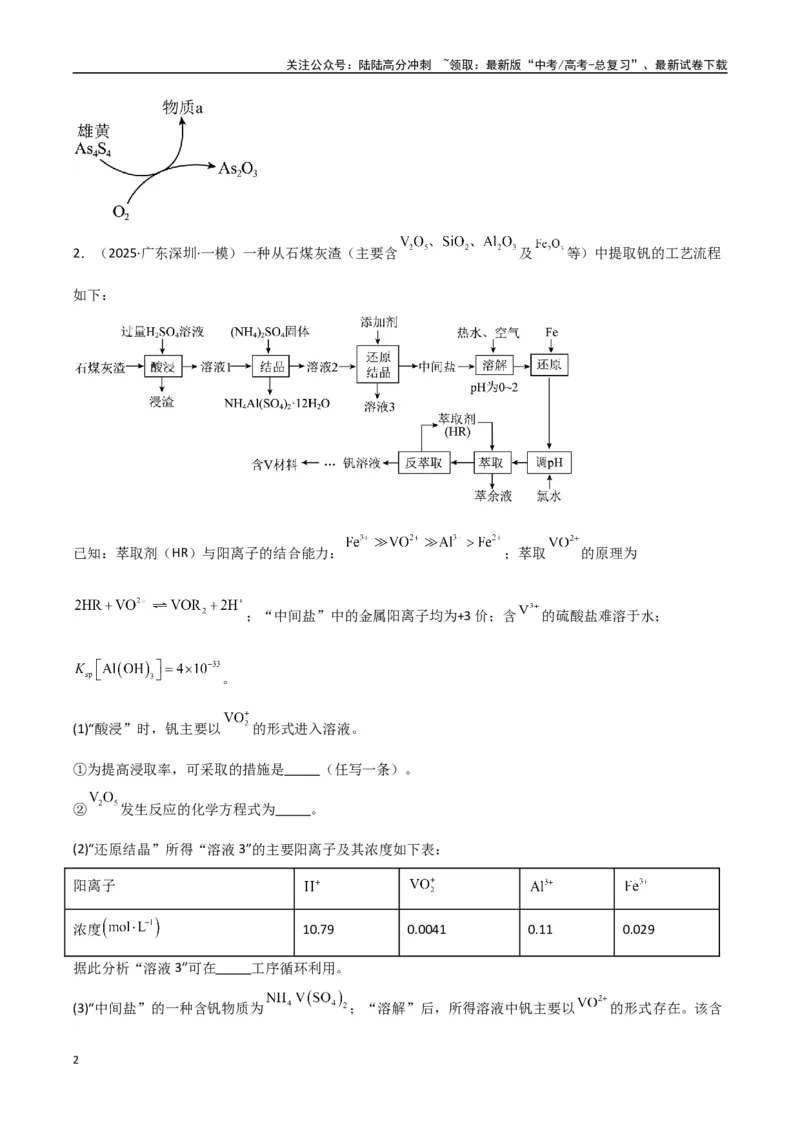《大题01化工流程综合题（分类过关）（学生版）_05-化学-高考总复习_专项复习_2025年_2025年高考化学大题突破+限时集训（新高考通用）》第2页预览