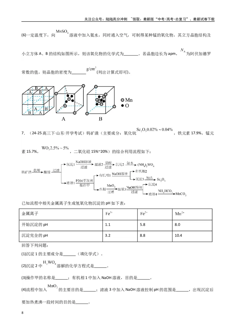 《大题01化工流程综合题（分类过关）（学生版）_05-化学-高考总复习_专项复习_2025年_2025年高考化学大题突破+限时集训（新高考通用）》第8页预览