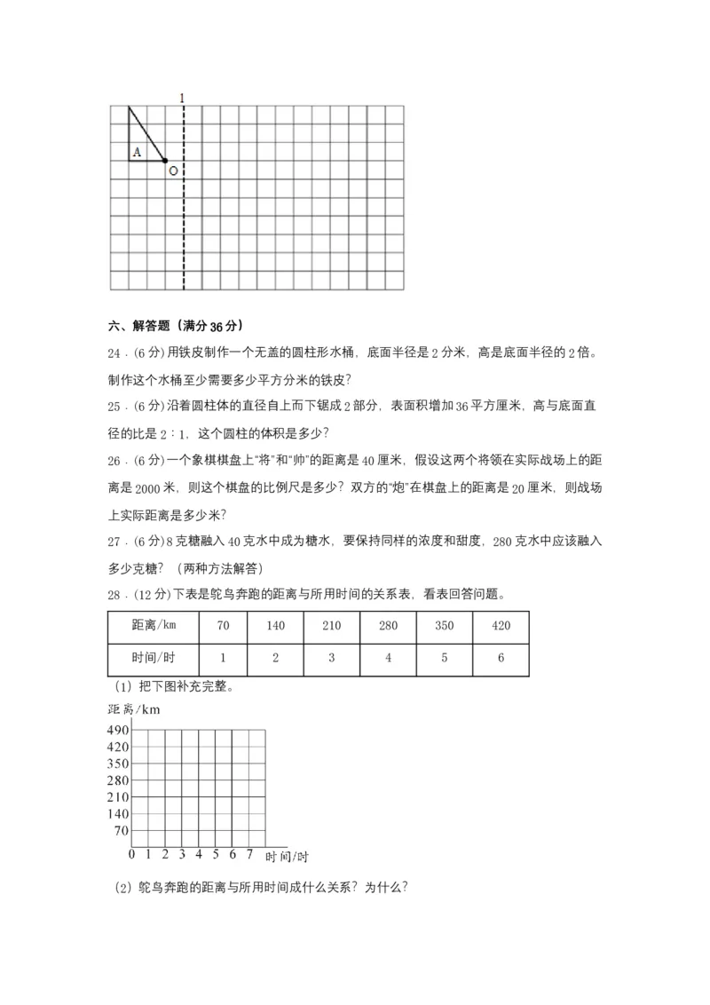 《精英突破—百分冲刺六年级数学下册期末测评题型透析+高分突破卷（一）北师大版（含答案）_小学1-6年级全科全套_1-6年级全科下册_六年级_数学_数学六下北师版》第4页预览