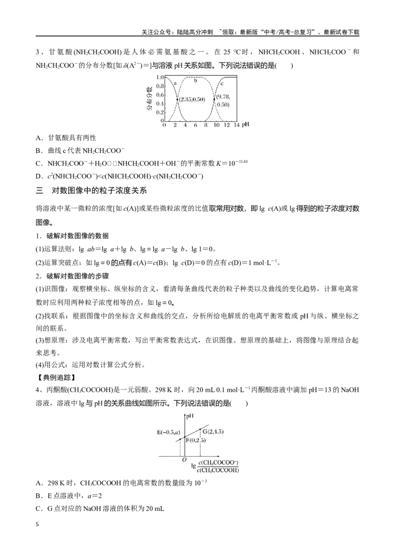 《微专题九溶液中“粒子”浓度关系-（原卷版）_05-化学-高考总复习_一轮复习_2024年_2023-2024学年解密高考化学大一轮复习精讲精练（配套新教材2019）_资料》第5页预览