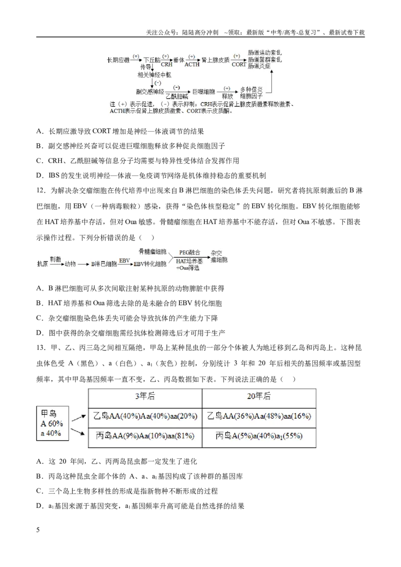 《2023年高考押题预测卷02—生物（考试版）_06-生物-高考总复习_专项复习_2024年_2023年高考押题预测卷01生物_995》第5页预览