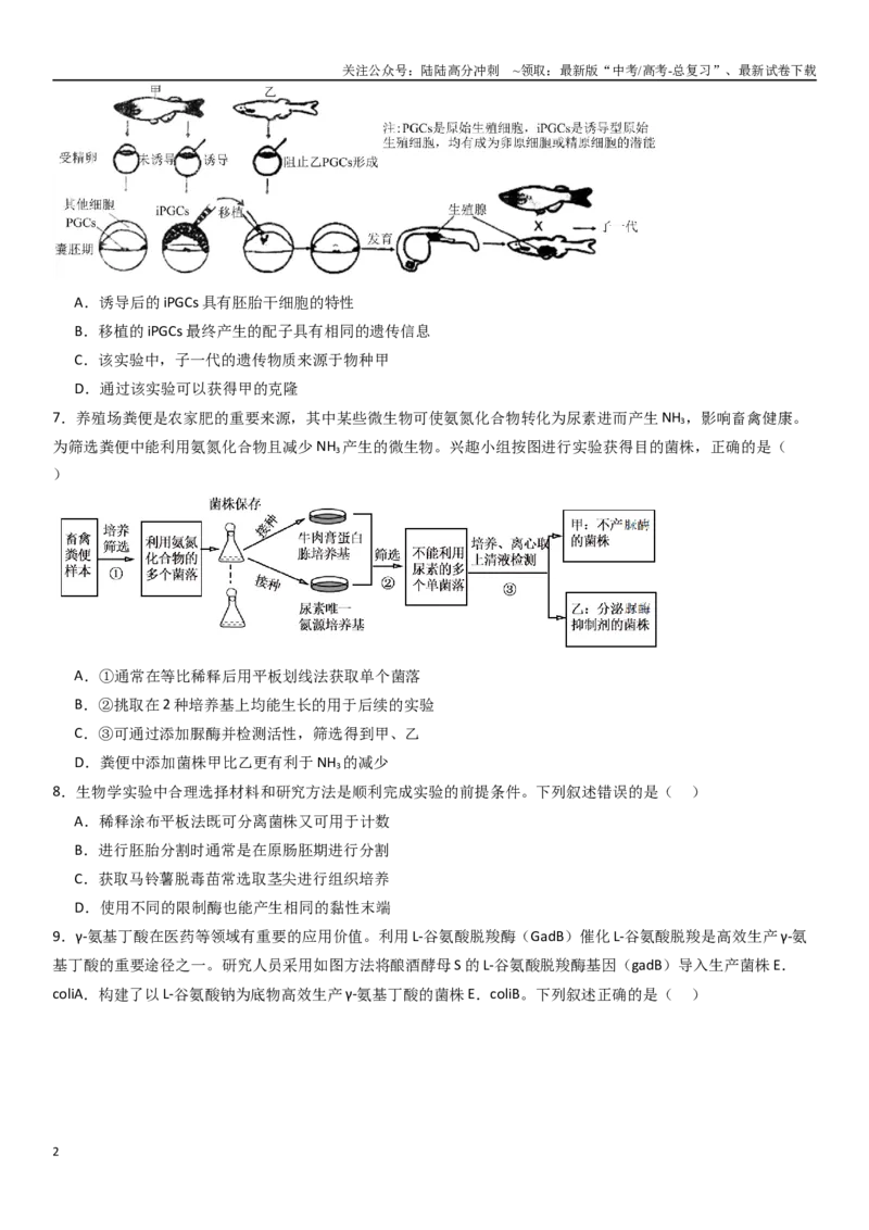 《专练09生物技术与工程（50题）（学生版）_06-生物-高考总复习_专项复习_2024年_2024年新高考生物总复习高频考点必刷800题_2025版》第2页预览