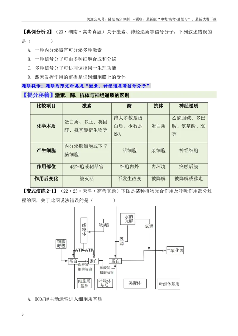 《专题02“题眼”类题型——重点突破法（原卷版）_06-生物-高考总复习_二轮复习_2024年_2024高考生物二轮复习热点题型归纳与变式演练解题_资料》第3页预览