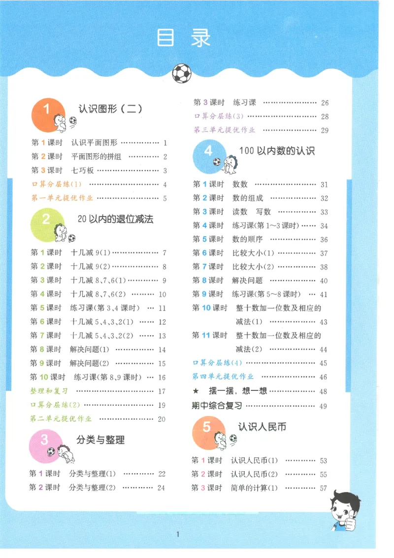 《53天天练一年级下册数学人教版_小学1-6年级全科全套_1-6年级全科下册_一年级_一年级下数学_数学一下人教版》第2页预览