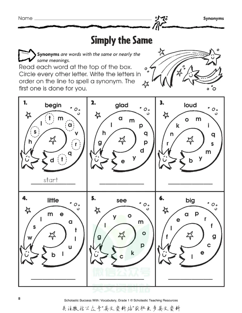 《scholasticsuccesswithvocabularygrade1_小初高学习资料合集(每天更新)_国外原版英文教辅汇总_ScholasticSuccesswithvocabulary练习册》第10页预览