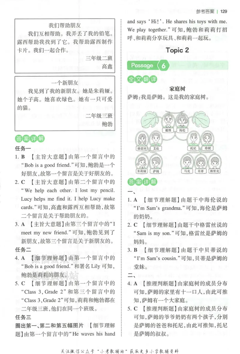《一本小学英语阅读训练100篇三年级答案册_小初高学习资料合集（每天更新）_一本小学英语阅读训练100篇（2026版第9次修订）》第4页预览