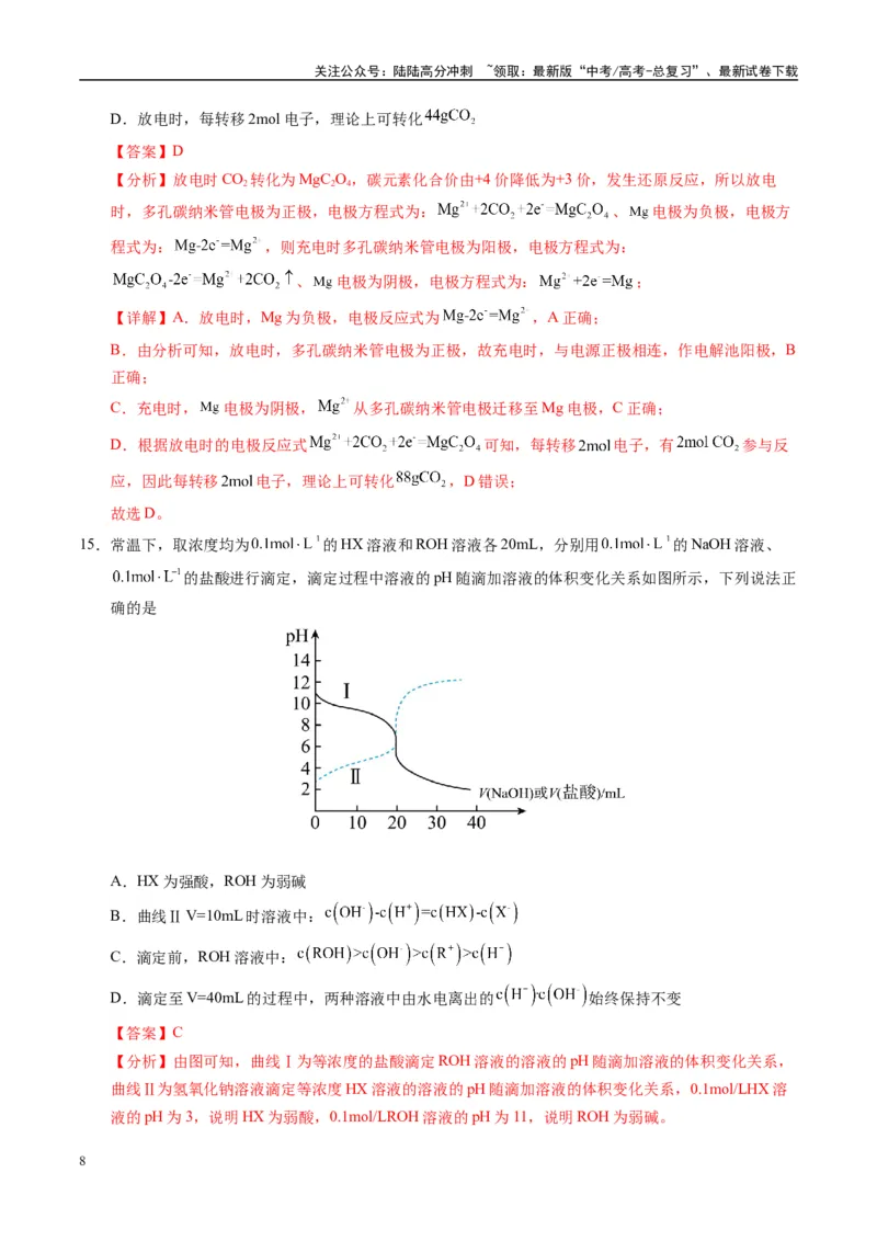 《模拟卷06（新疆、西藏专用，15+4）（解析版）_05-化学-高考总复习_专项复习_2025年_2025年高考化学模拟卷（新疆、西藏专用）8套》第8页预览