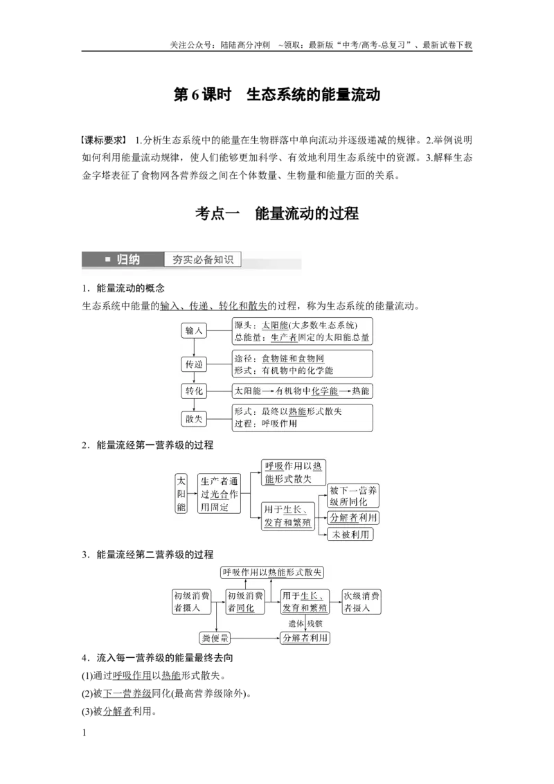 《2024年高考生物一轮复习（新人教版）第9单元　第6课时　生态系统的能量流动_06-生物-高考总复习_一轮复习_2024年_2024高考生物大一轮复习课件讲义新人教版知识总结_教师版》第1页预览