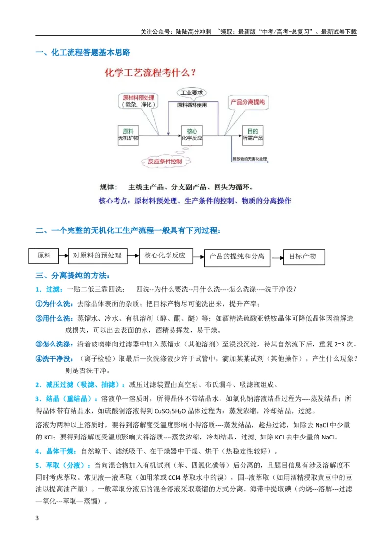 《升级版微专题27化学工艺流程题-----物质的分离与提纯（原卷版）(全国版)_05-化学-高考总复习_一轮复习_2024年_2024年高考化学一轮复习考点微专题_资料》第3页预览