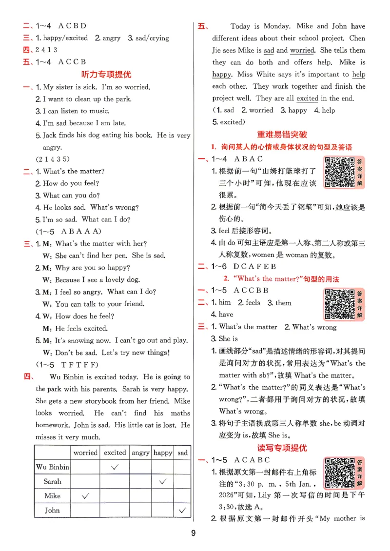 《答案英语五年级(1)_小初高学习资料合集（每天更新）_2026秋《实验班提优训练》3-6年级上册_英语《实验班提优训练》人教26秋_26秋5上英语《实验班提优训练》（人教版）》第10页预览