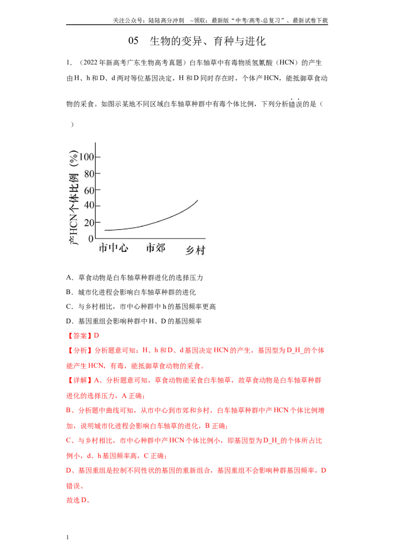 《05生物的变异、育种与进化（单选50）(解析版)_06-生物-高考总复习_专项复习_2024年_2024年高考生物学总复习高频考点必刷900题高考题_资料》第1页预览