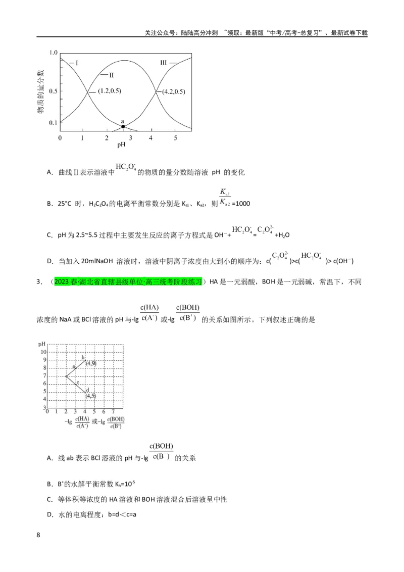 《升级版微专题42四大平衡常数的计算与应用-（原卷版）(全国版)_05-化学-高考总复习_一轮复习_2024年_2024年高考化学一轮复习考点微专题_资料》第8页预览