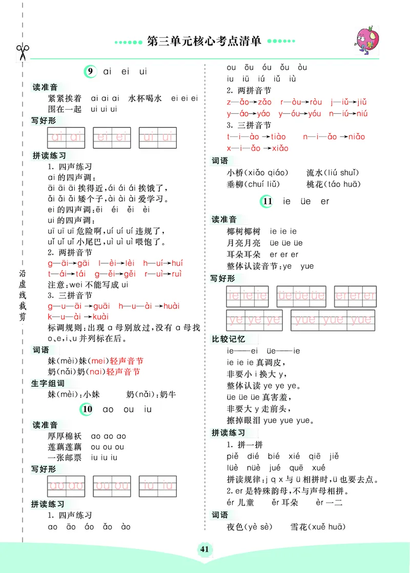 《一年级新版核心考点清单_小学1-6年级全科全套_1-6年级全科上册_一年级_语文_语文一上单元考点归纳》第5页预览