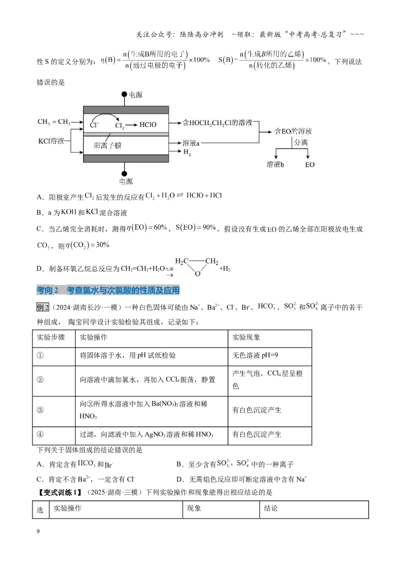 《第01讲氯及其重要化合物（复习讲义）（湖南专用）（学生版）_05-化学-高考总复习_一轮复习_2026年-化学高考一轮复习_2026年高考化学一轮课件+讲义+练习（湖南专用）-G331》第9页预览