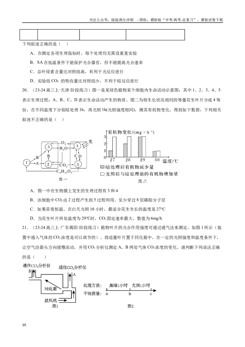 《专题04细胞呼吸和光合作用（原卷版）_06-生物-高考总复习_专项复习_2024年_2024年高考生物重难压轴题型考前终极押题_资料》第10页预览