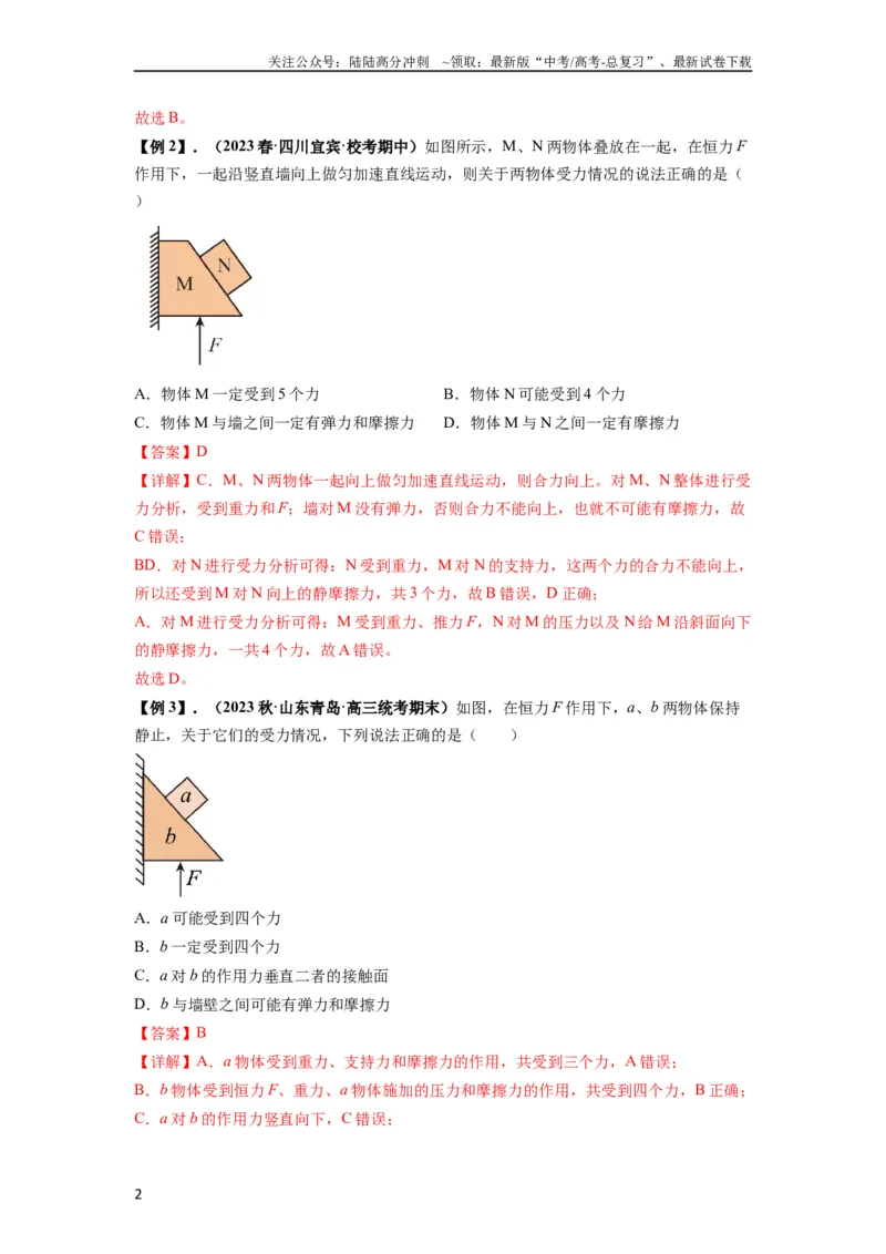 《专题04受力分析与共点力的平衡（解析版）_04-物理-高考总复习_一轮复习_2024年_2024年高考物理一轮复习热点题型归类训练重点提升_2023版》第2页预览