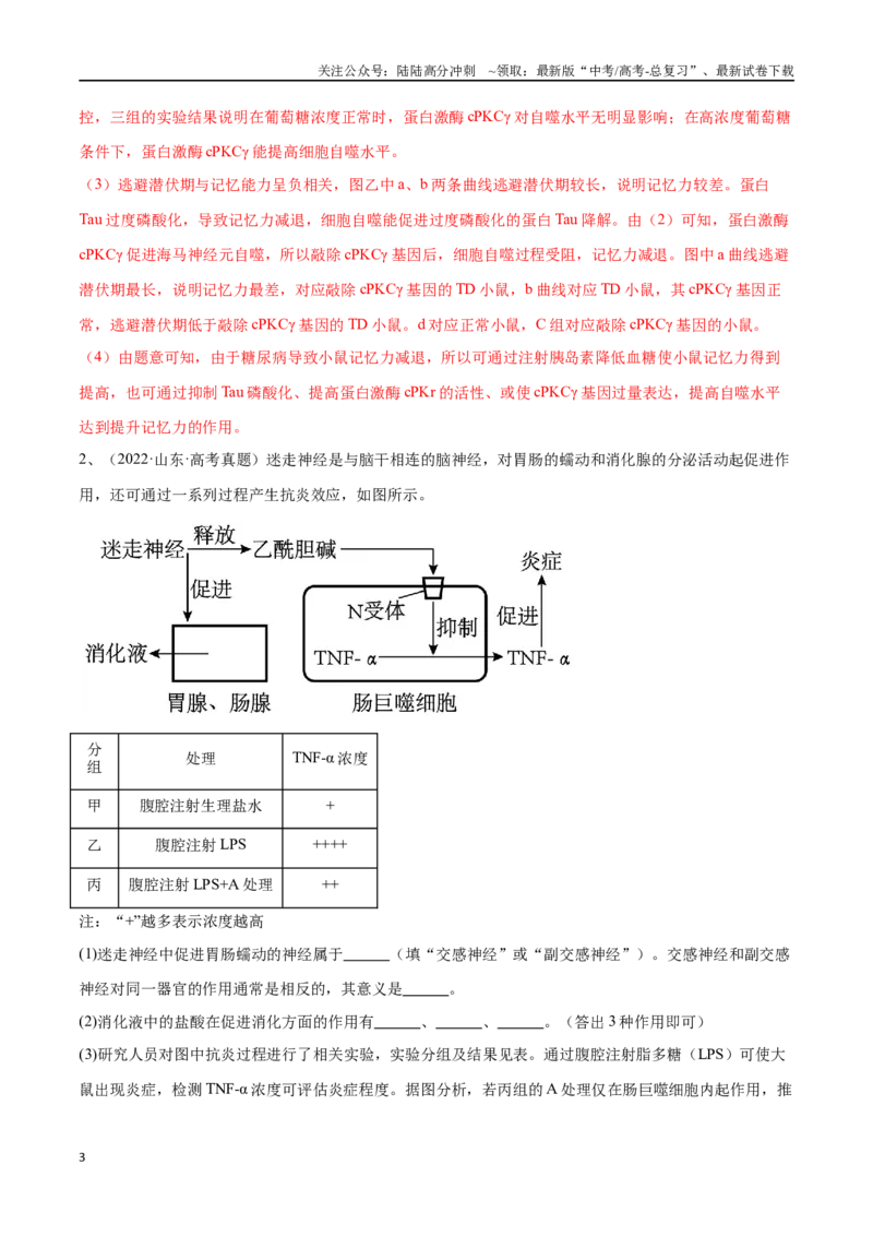 《专题03稳态与调节模块（山东卷）（解析版）_06-生物-高考总复习_专项复习_2024年_2024年高考生物考前大题秒杀技巧及专项训练_资料》第3页预览