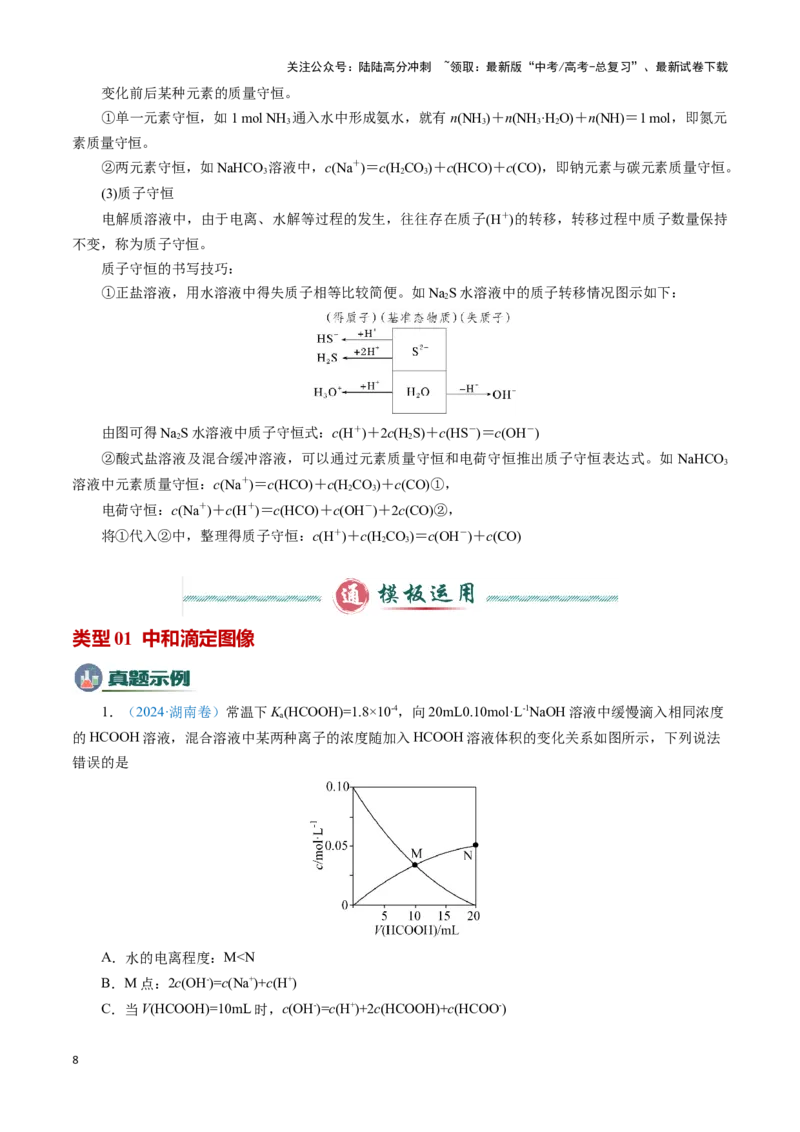 《模板04电解质溶液图像分析(原卷版)_05-化学-高考总复习_专项复习_2025年_2025年高考化学答题技巧与答题模板（全国通用）》第8页预览