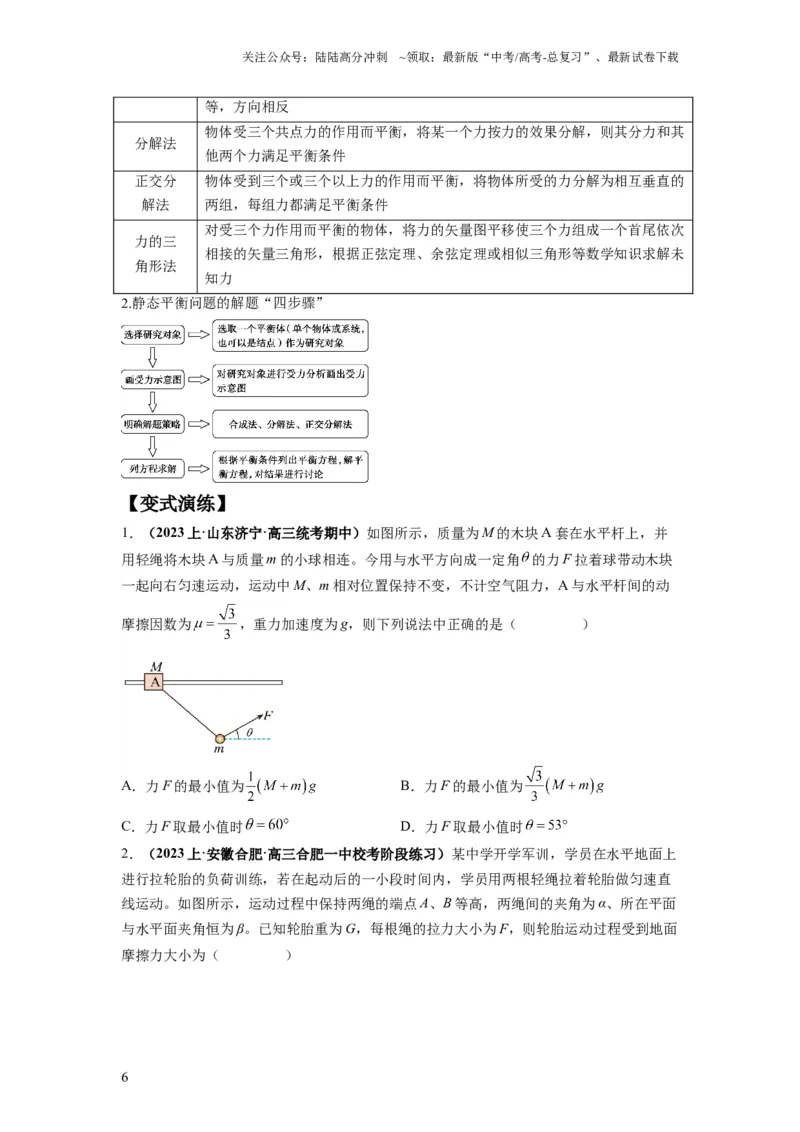 《专题01力与物体的平衡（原卷版）_04-物理-高考总复习_二轮复习_2024年_2024高考物理二轮复习热点题型归纳与变式演练解题_资料》第6页预览