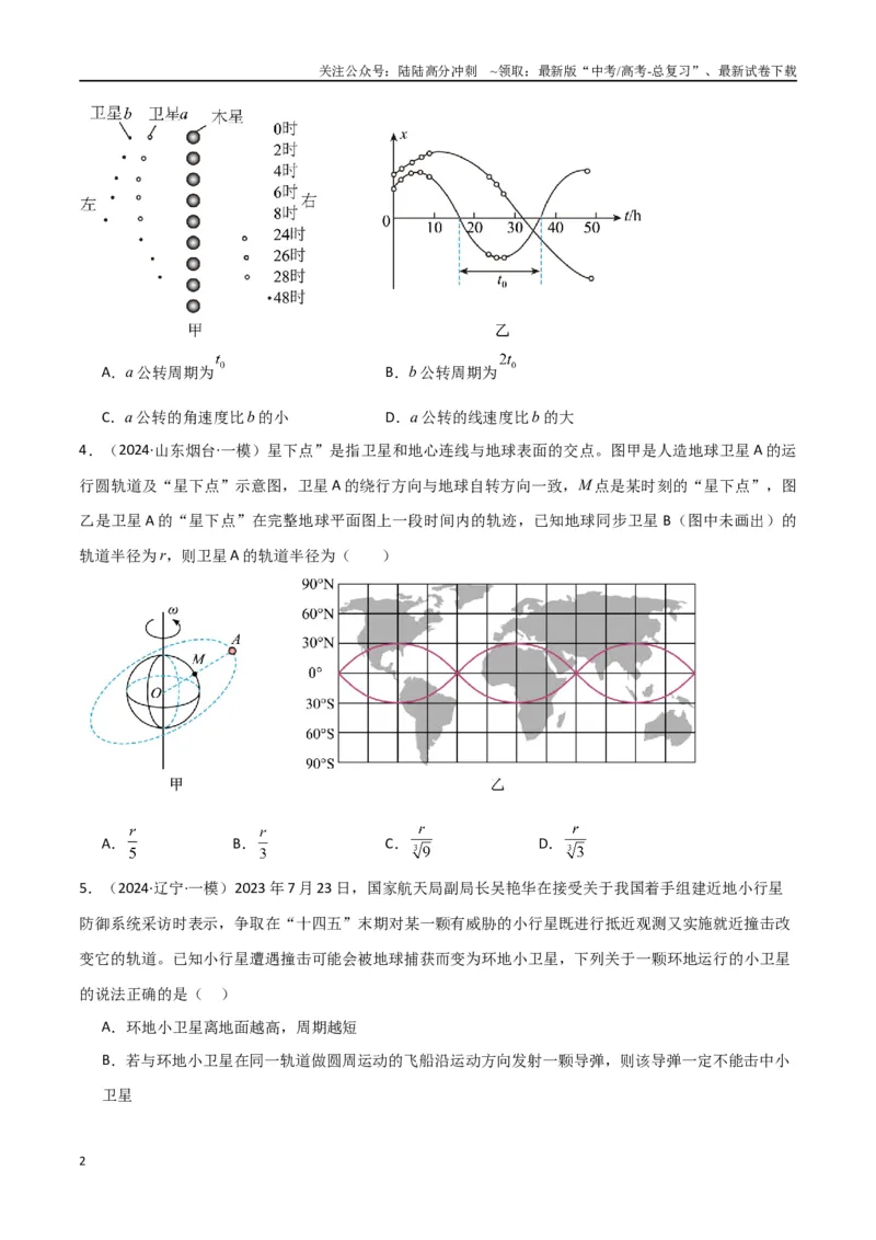 《专题04万有引力与航天（原卷版）_04-物理-高考总复习_专项复习_2024年_2024届新高考物理冲刺专项训练300题_资料》第2页预览