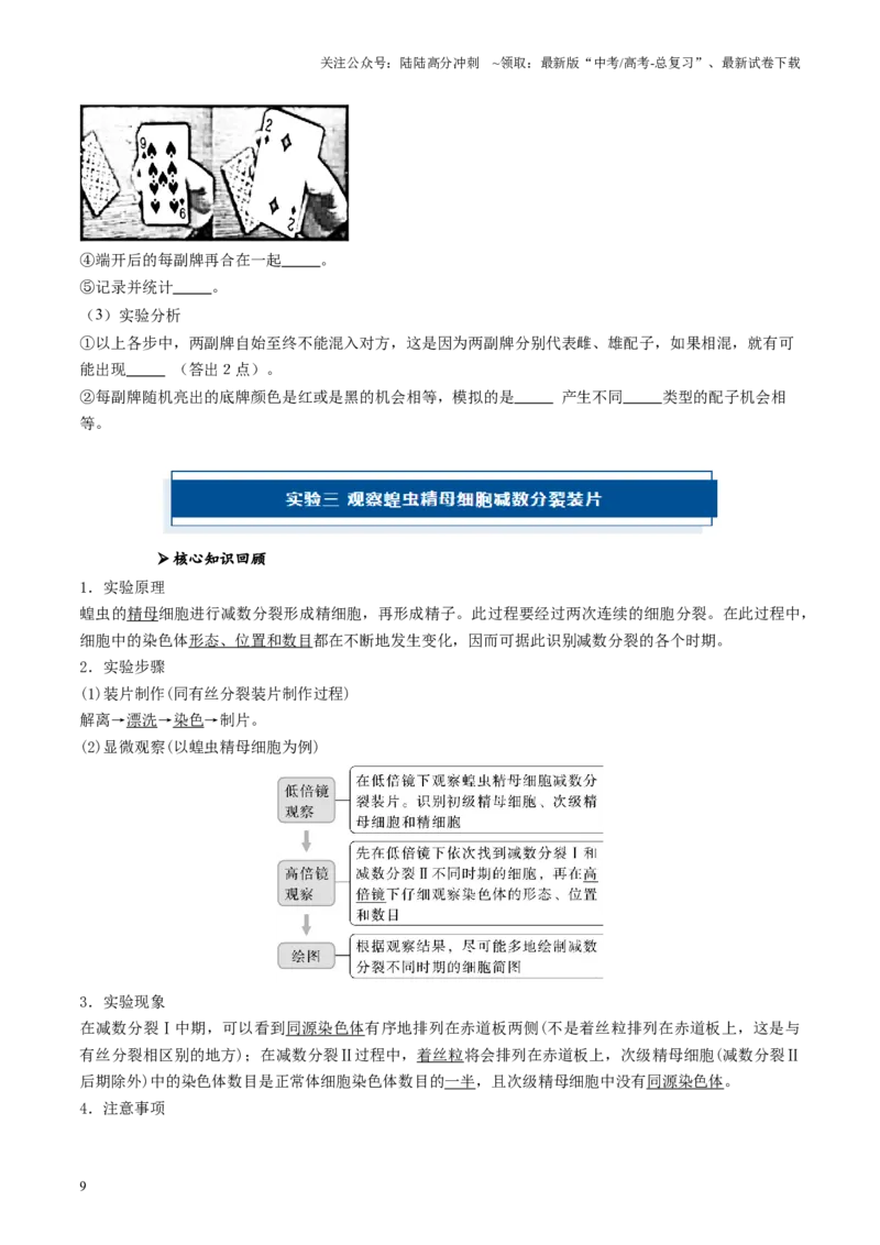 《专题03细胞的生命历程相关实验（原卷版）_06-生物-高考总复习_专项复习_2024年_2024年高考生物教材实验梳理与突破实验攻略全国用_资料》第9页预览
