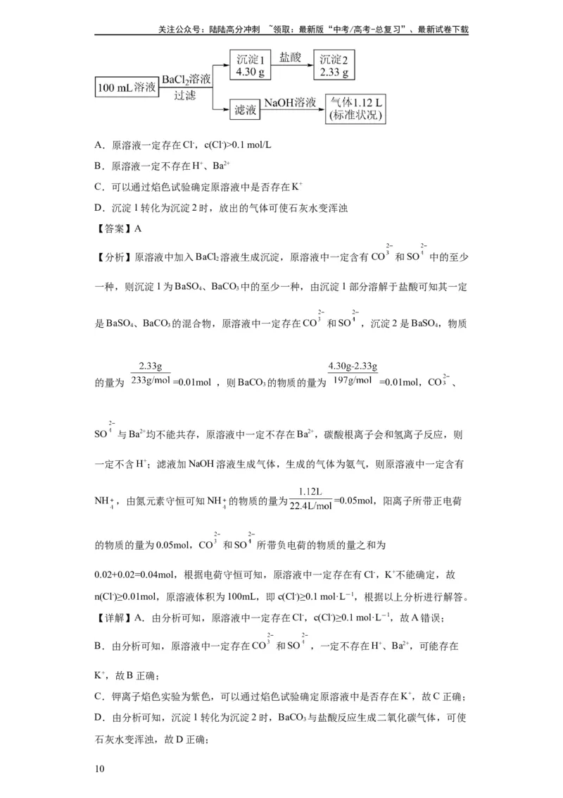 《离子的检验和推断（解析版）_05-化学-高考总复习_一轮复习_2024年_2024年高三化学一轮复习高考专项训练知识梳理练习_资料》第10页预览